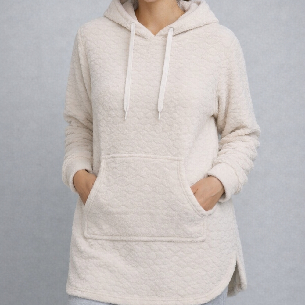 Denver Hayes Pajamas Mid-Length Hooded Pullover Women's Size Large White Pocket